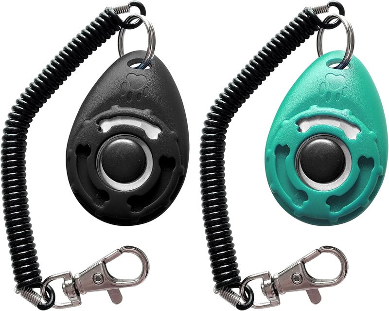HoAoOo Pet Training Clicker with Wrist Strap - Dog Training Clickers (Black +Bluegreen) - Image 3